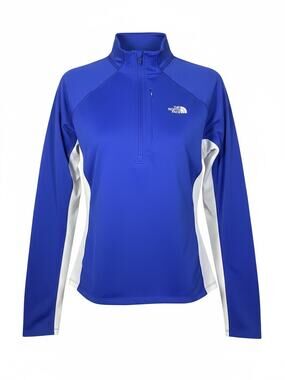The North Face Women's Blue and White Knit Jacket Half Zip Long Sleeve Sz Medium